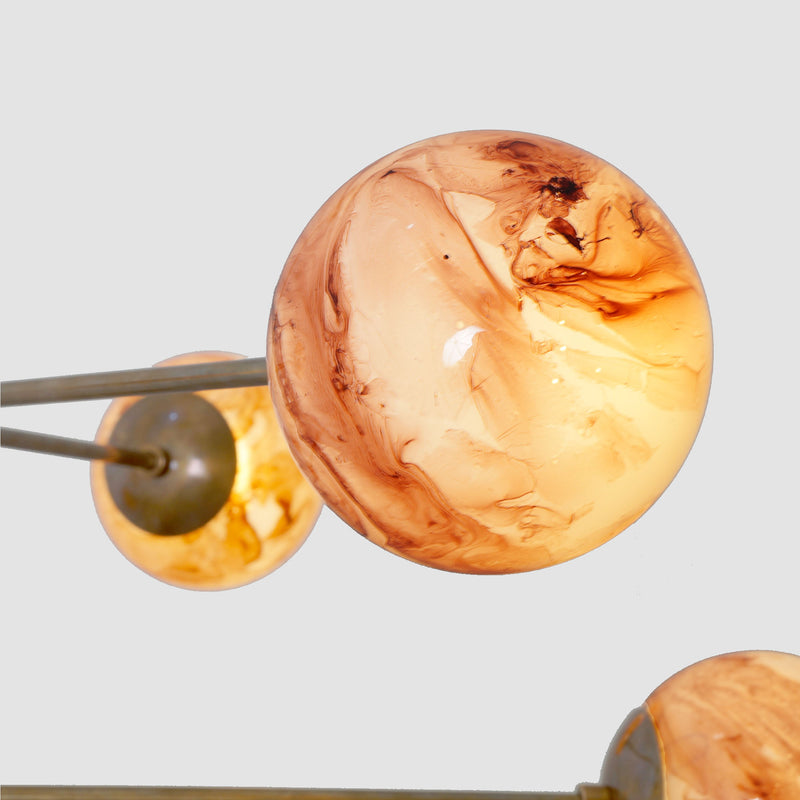 Oxford Patina Brass 3 Arm Moon Glass Globe Chandelier