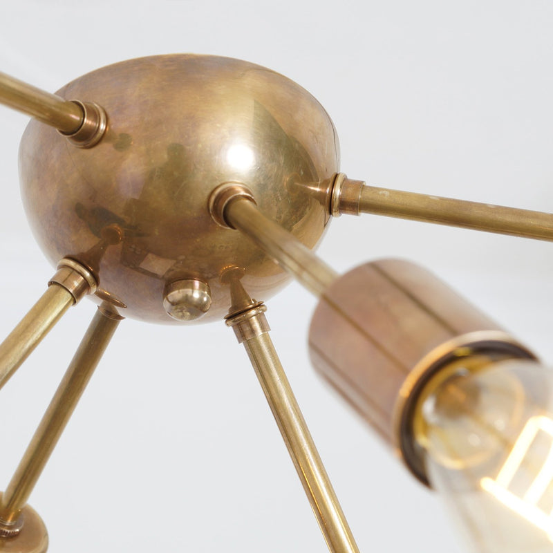 Modern Brass 6 Arm Light Sputnik Flush Mount Chandelier Light Fixture.