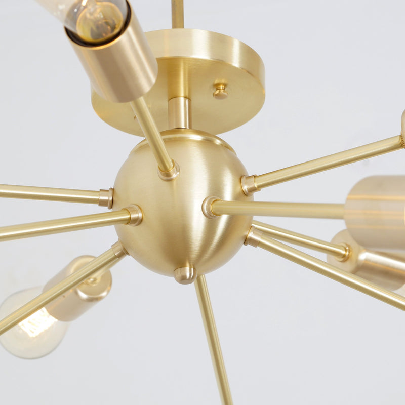 Modern Brass 10 Arm Light Sputnik Flush Mount Chandelier Light Fixture.