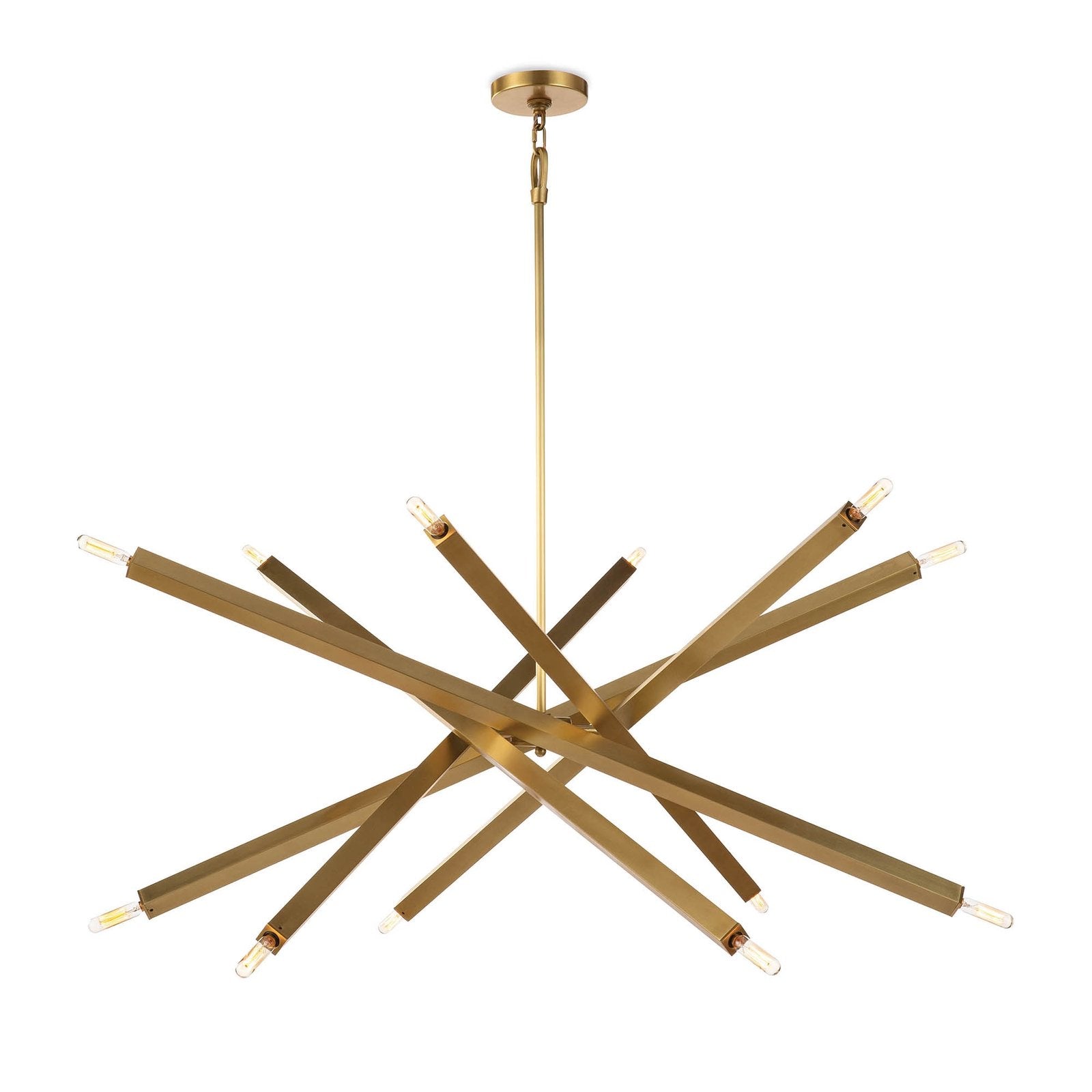 Spiral Modern Brass 12 Light Chandelier Fixture - Brushed Brass - Doozie Light Studio