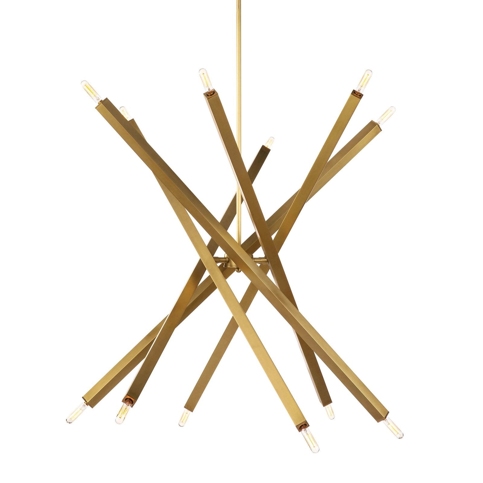 Spiral Modern Brass 12 Light Chandelier Fixture - Brushed Brass - Doozie Light Studio