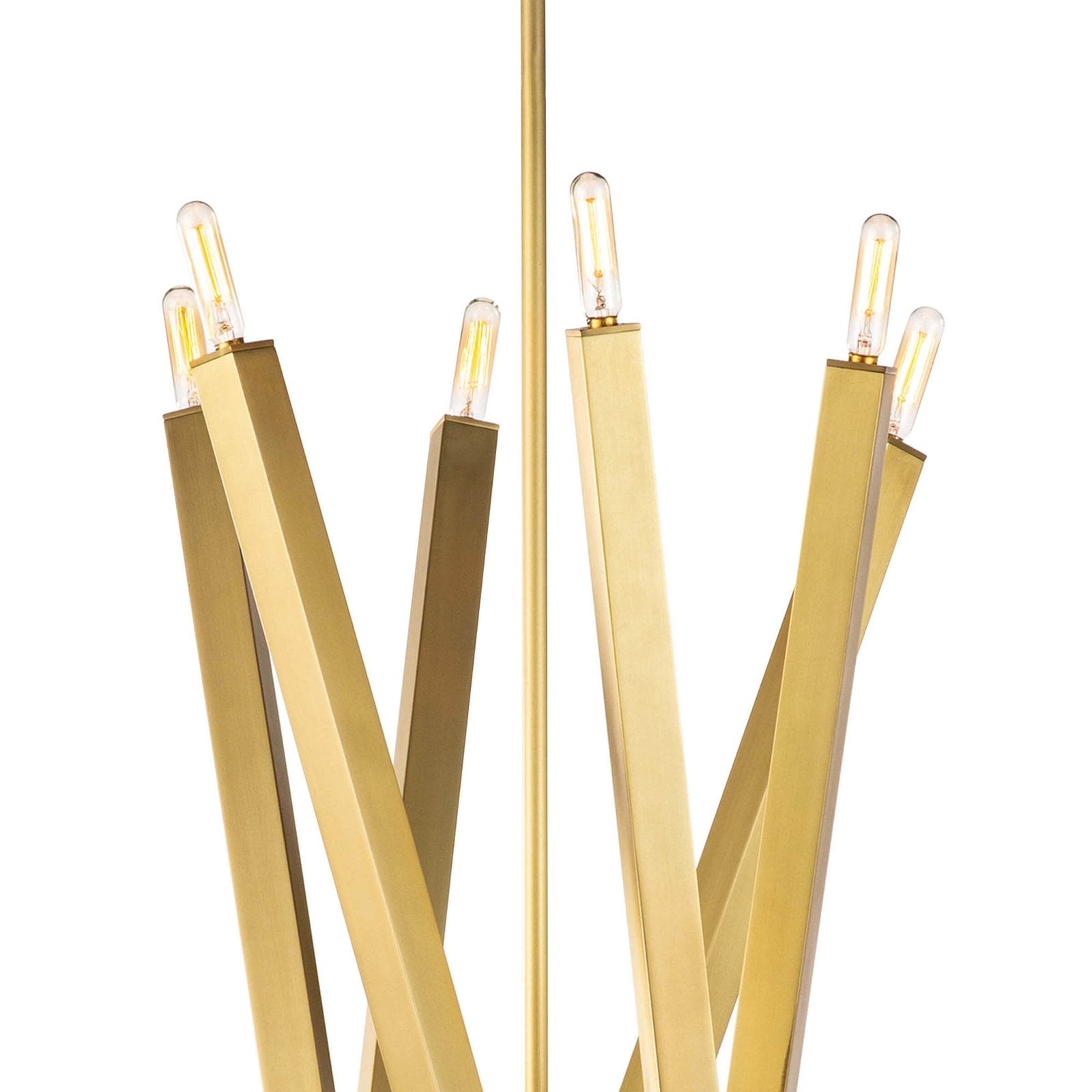 Spiral Modern Brass 12 Light Chandelier Fixture - Brushed Brass - Doozie Light Studio