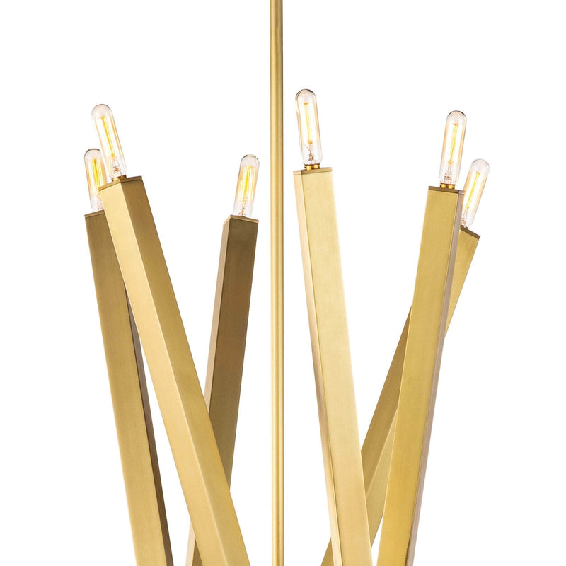 Spiral Modern Brass 12 Light Chandelier Fixture - Brushed Brass