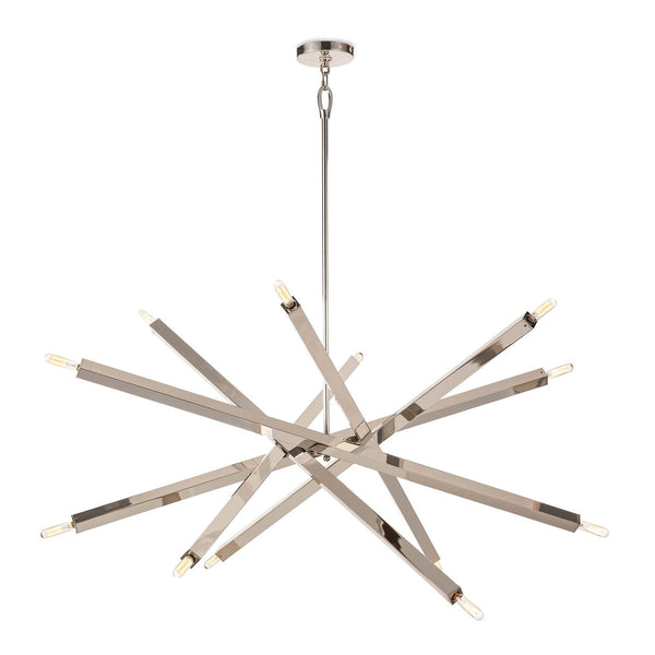 Spiral Modern Brass 12 Light Chandelier Fixture