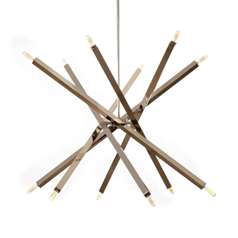 Spiral Modern Brass 12 Light Chandelier Fixture