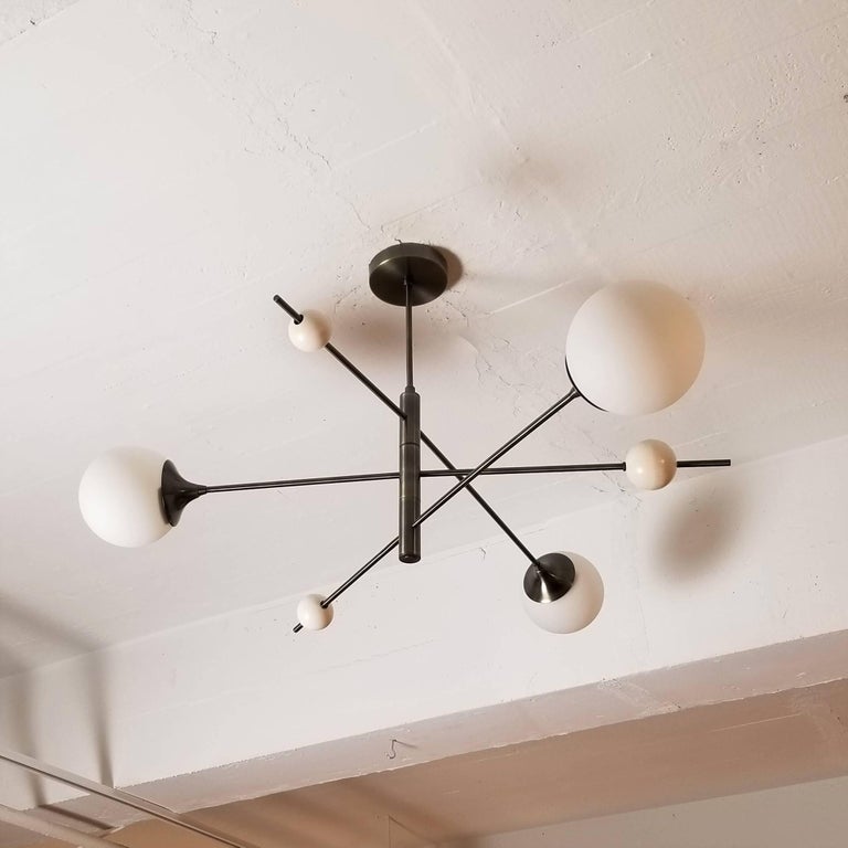 Sculptural Orbital 3-Arm Pendant Globe Chandelier - Doozie Light Studio