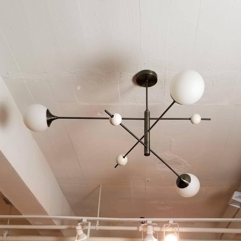 Sculptural Orbital 3-Arm Pendant Globe Chandelier - Doozie Light Studio