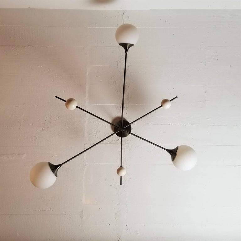 Sculptural Orbital 3-Arm Pendant Globe Chandelier - Doozie Light Studio