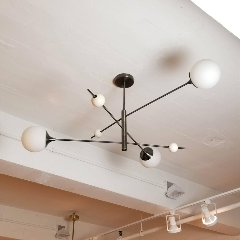 Sculptural Orbital 3-Arm Pendant Globe Chandelier - Doozie Light Studio