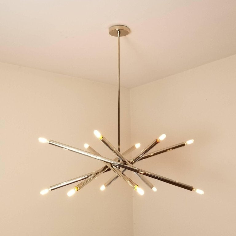 SPIRAL MODERN BRASS 12 LIGHT CHANDELIER FIXTURE - POLISHED BRASS - Doozie Light Studio