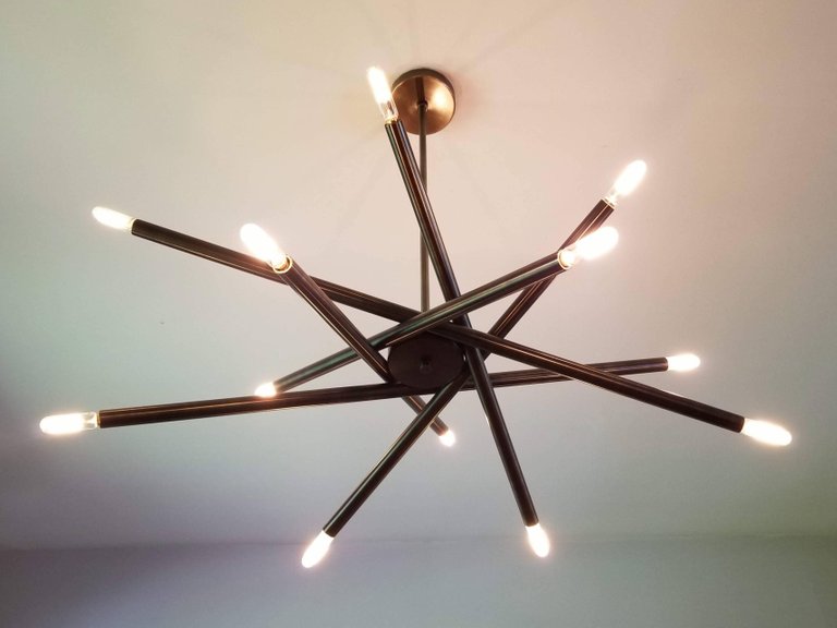 Modern Brass 12 Light Spiral Chandelier 28"D - Doozie Light Studio