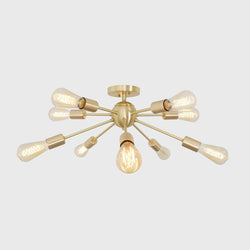 Modern Brass 10 Arm Light Sputnik Flush Mount Chandelier Light Fixture.