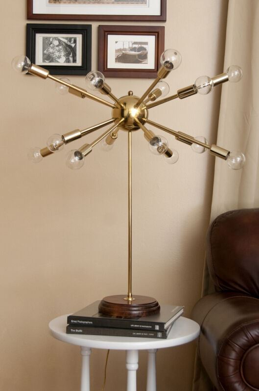 Mid Century Sputnik style table light lamp with 16 bulbs. Sputnik Table Lamp - Doozie Light Studio