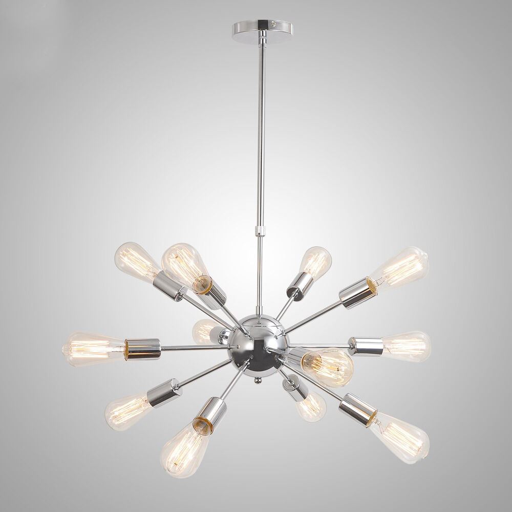 12 Arm Lights Chrome Brass Sputnik Chandelier Hanging Ceiling Light Fixture - Doozie Light Studio