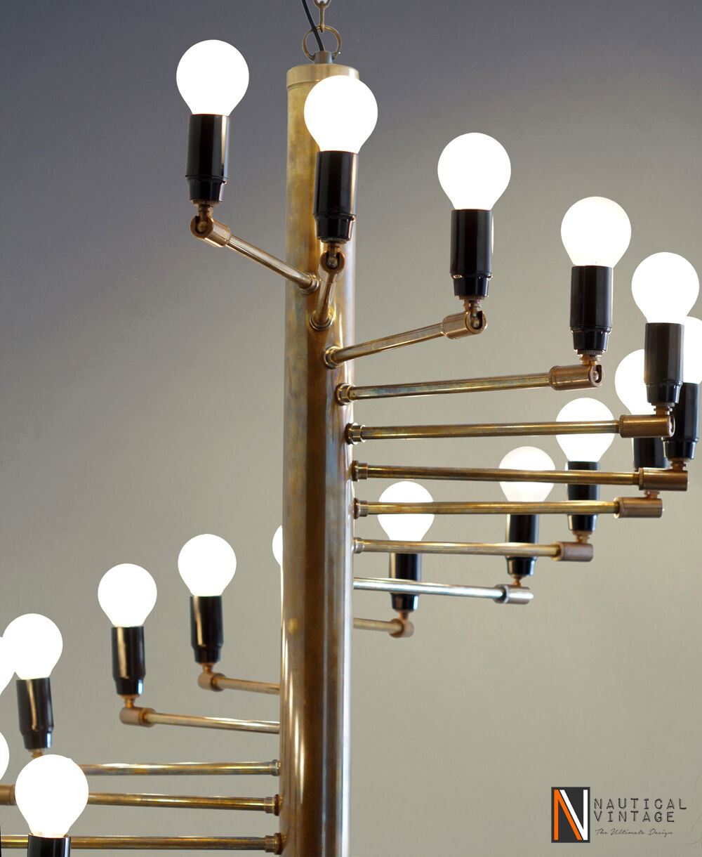 18 Lights Arms Modern Brass chandelier - Gino Sarfatti Chandelier Light Fixture - Doozie Light Studio