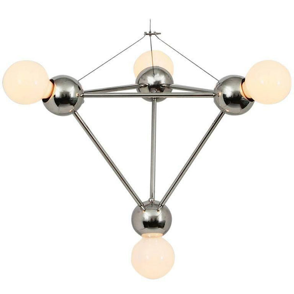 Four Lights Pyramid Modern Brass Minimal Geometric Chandelier Light Fixture