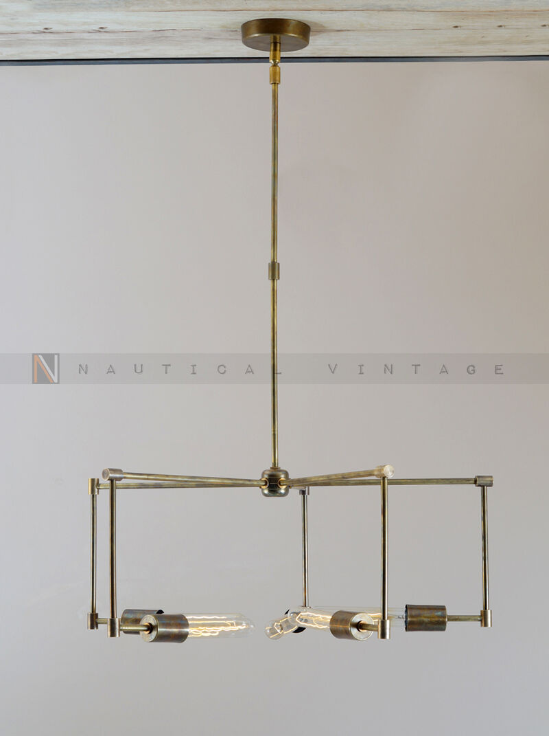 Modern Brass 5 Light Sputnik chandelier - Industrial Hanging Light Lighting - Doozie Light Studio