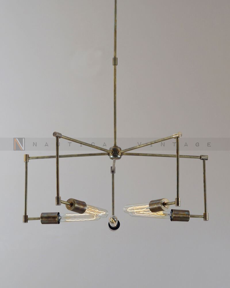 Modern Brass 5 Light Sputnik chandelier - Industrial Hanging Light Lighting