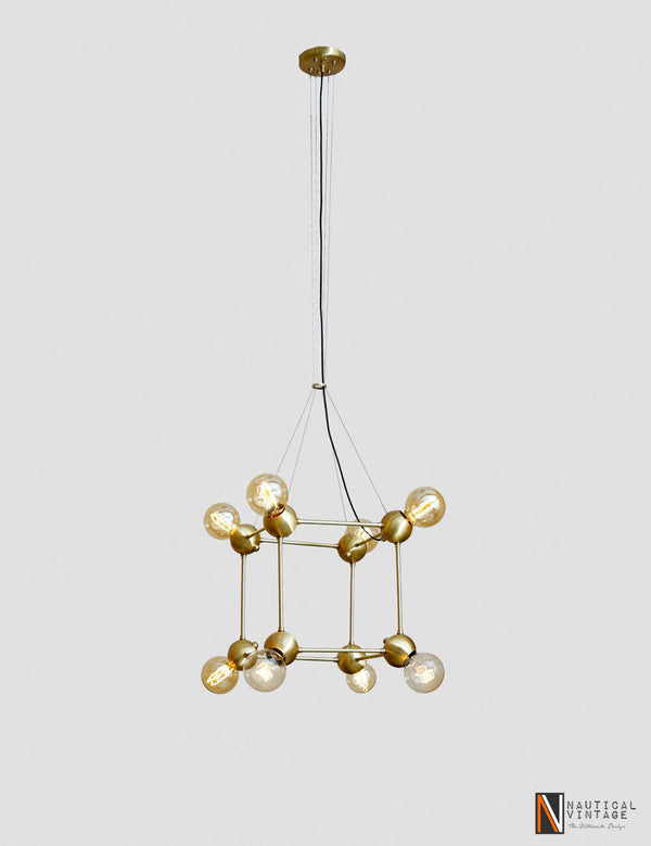 Italian Style Geometric Brass Chandeliers - Suspension Cable Brass Chandelier