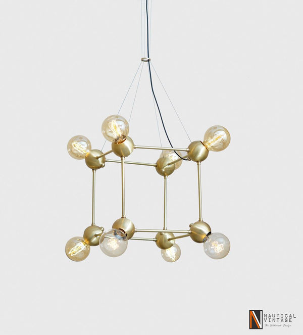 Italian Style Geometric Brass Chandeliers - Suspension Cable Brass Chandelier