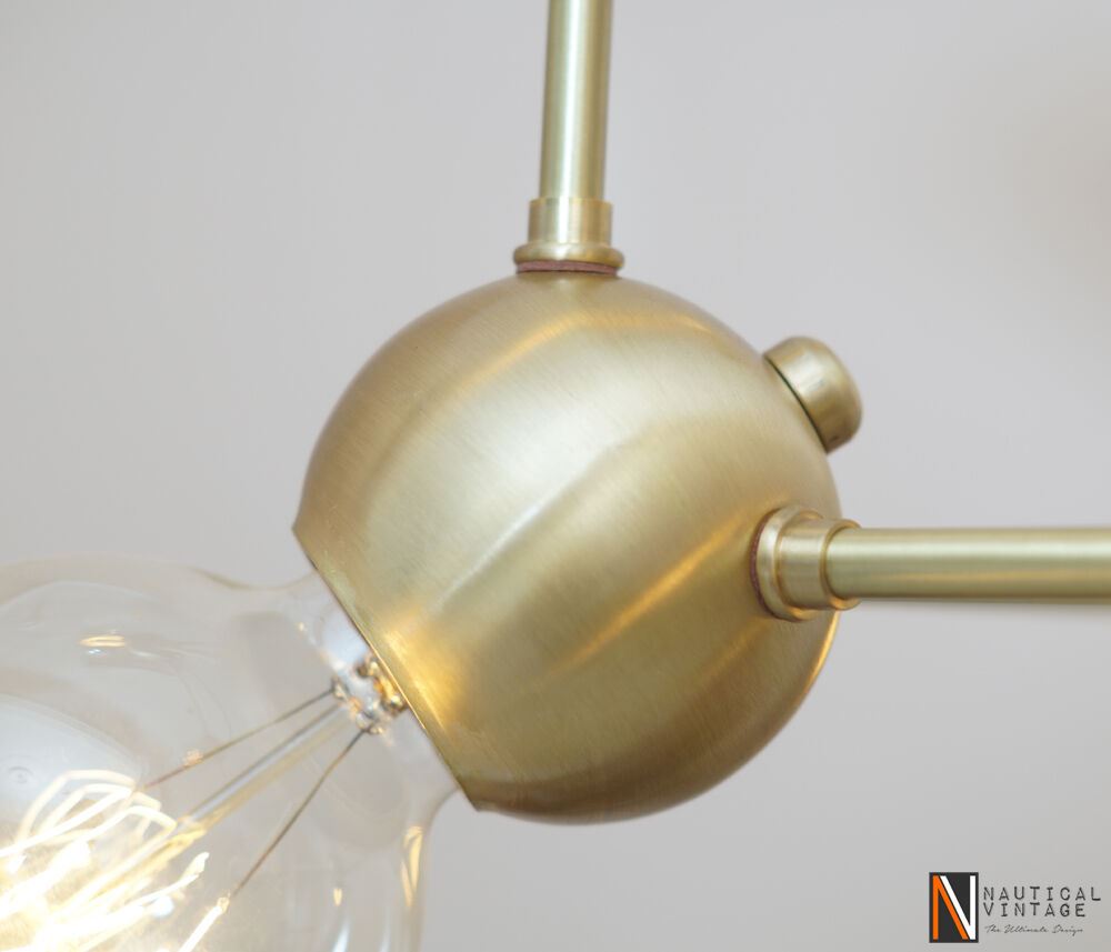Italian Style Geometric Brass Chandeliers - Suspension Cable Brass Chandelier - Doozie Light Studio