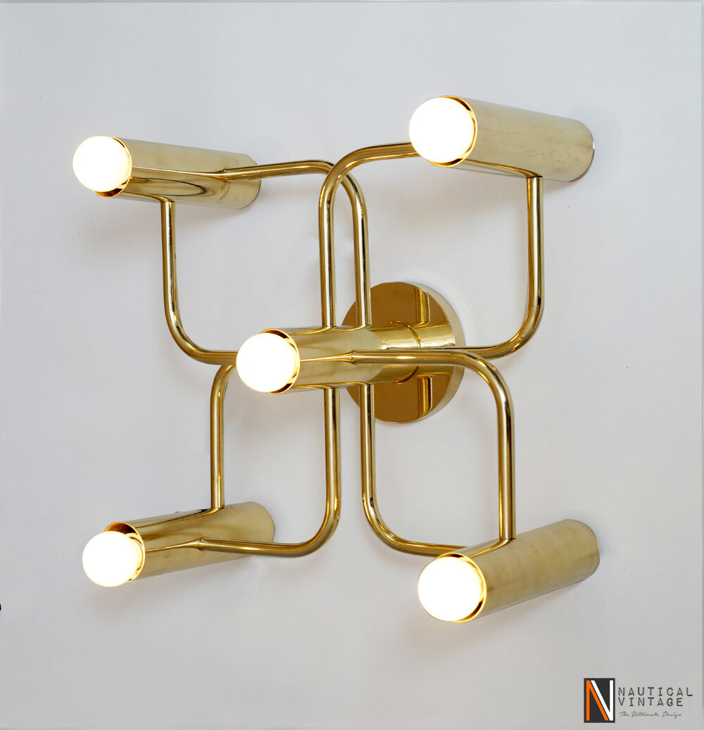 Contemporary Solid Brass Leola Wall Sconce Lamp Light Stairway Vanity Lamp - Doozie Light Studio