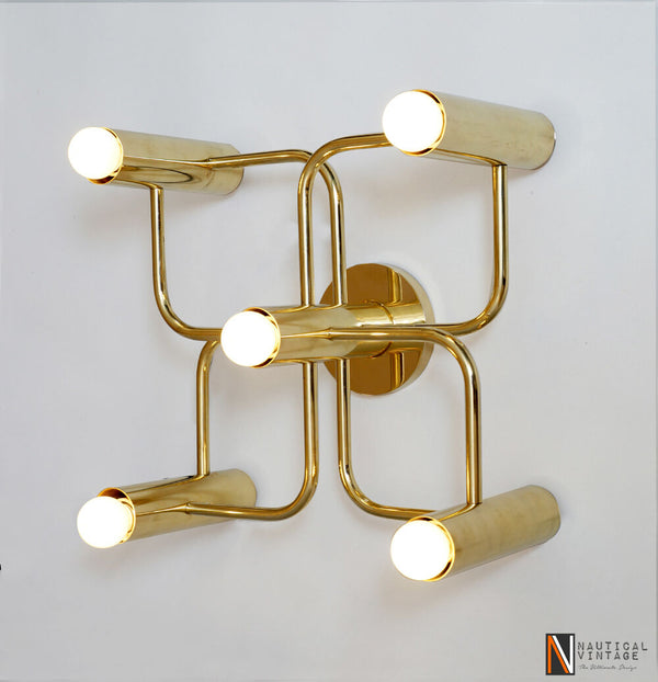Contemporary Solid Brass Leola Wall Sconce Lamp Light Stairway Vanity Lamp