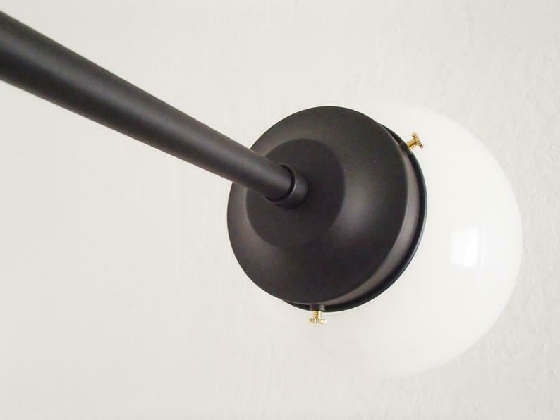 Brass Modern Pendant - Twin Glass Shades - Globe Orb - 4 Glass Globe Chandelier - Doozie Light Studio