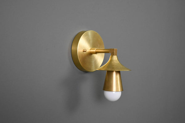 Modern Brass Wall Sconce Single Cone Light Vanity Lamp - Doozie Light Studio