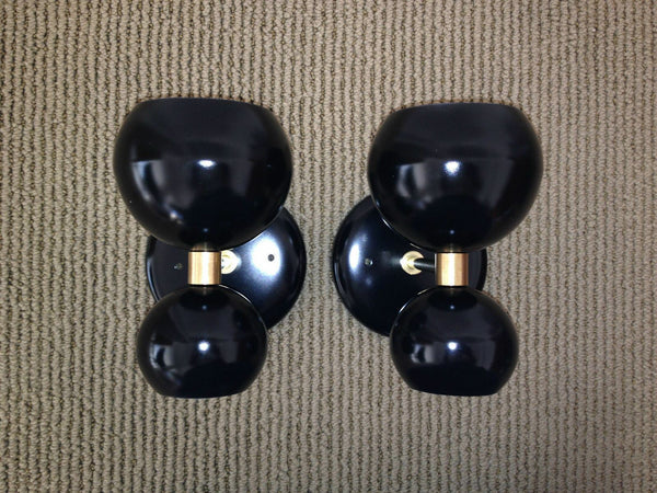 Set of 2 Mid century style modern brass double shade wall sconce