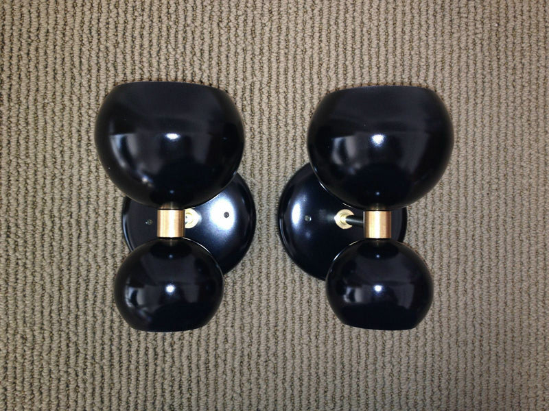 Set of 2 Mid century style modern brass double shade wall sconce