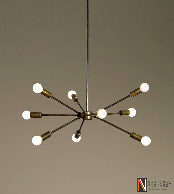 Mid century modern brass chandelier light - Industrial Hanging Light Fixture