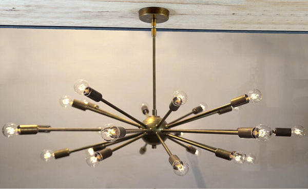 Mid Century Modern Brass Sputnik atomic chandelier starburst light Fixture