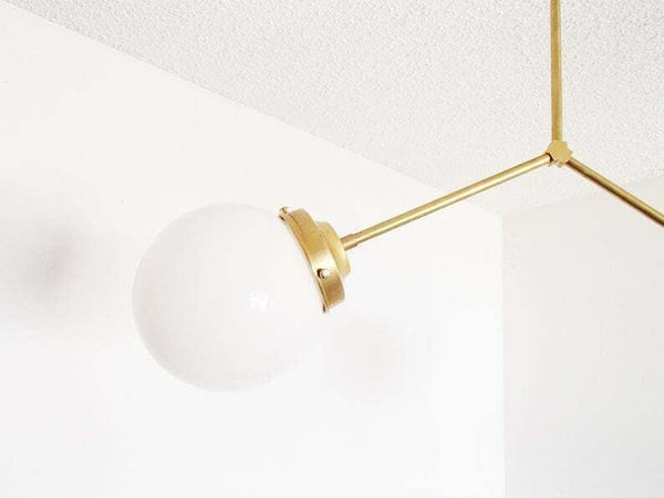Brass Modern Pendant - Twin Glass Shades - Globe Orb - 2 Glass Globe Chandelier