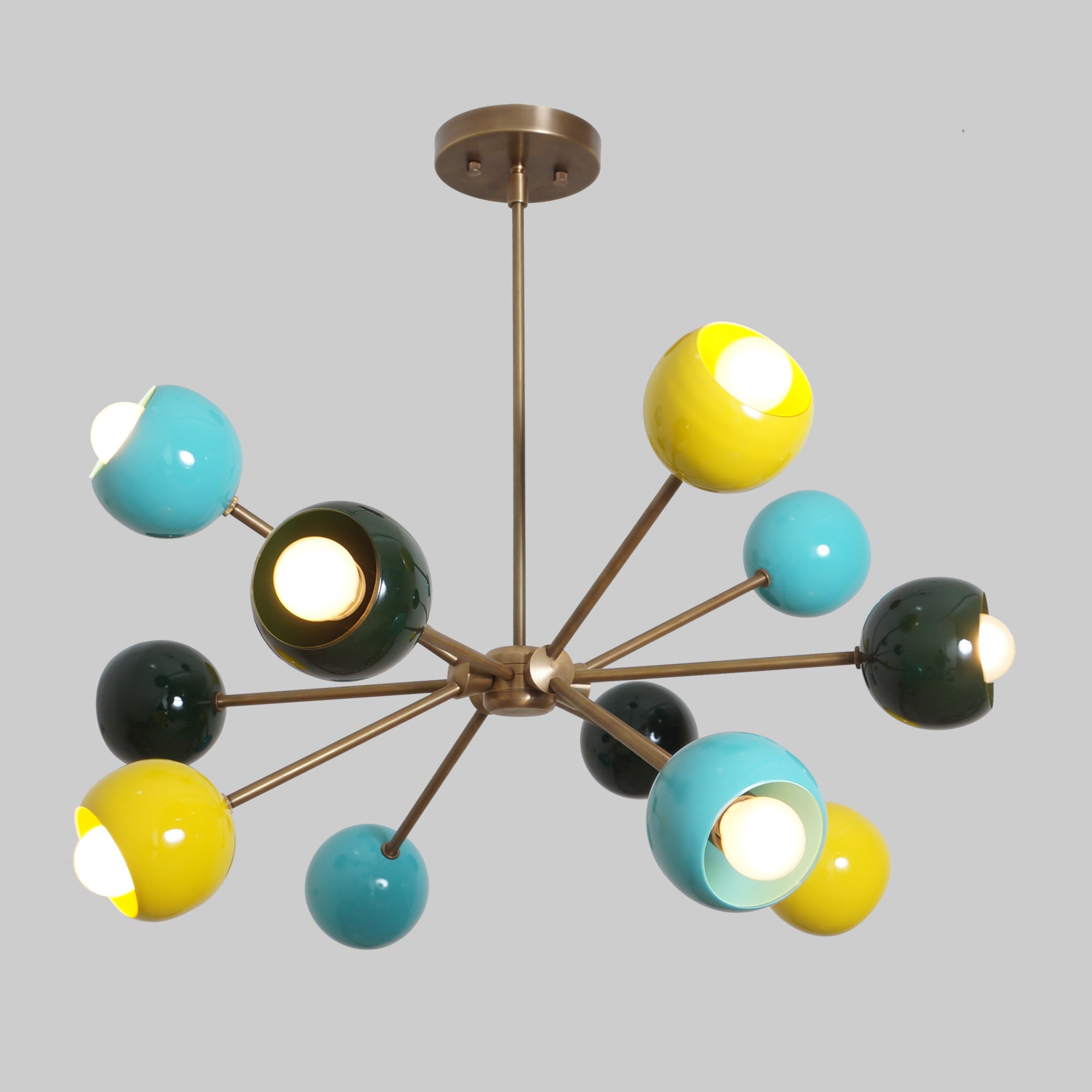 Mid Century Multicolor 12 Arm Sputnik Chandelier - Doozie Light Studio