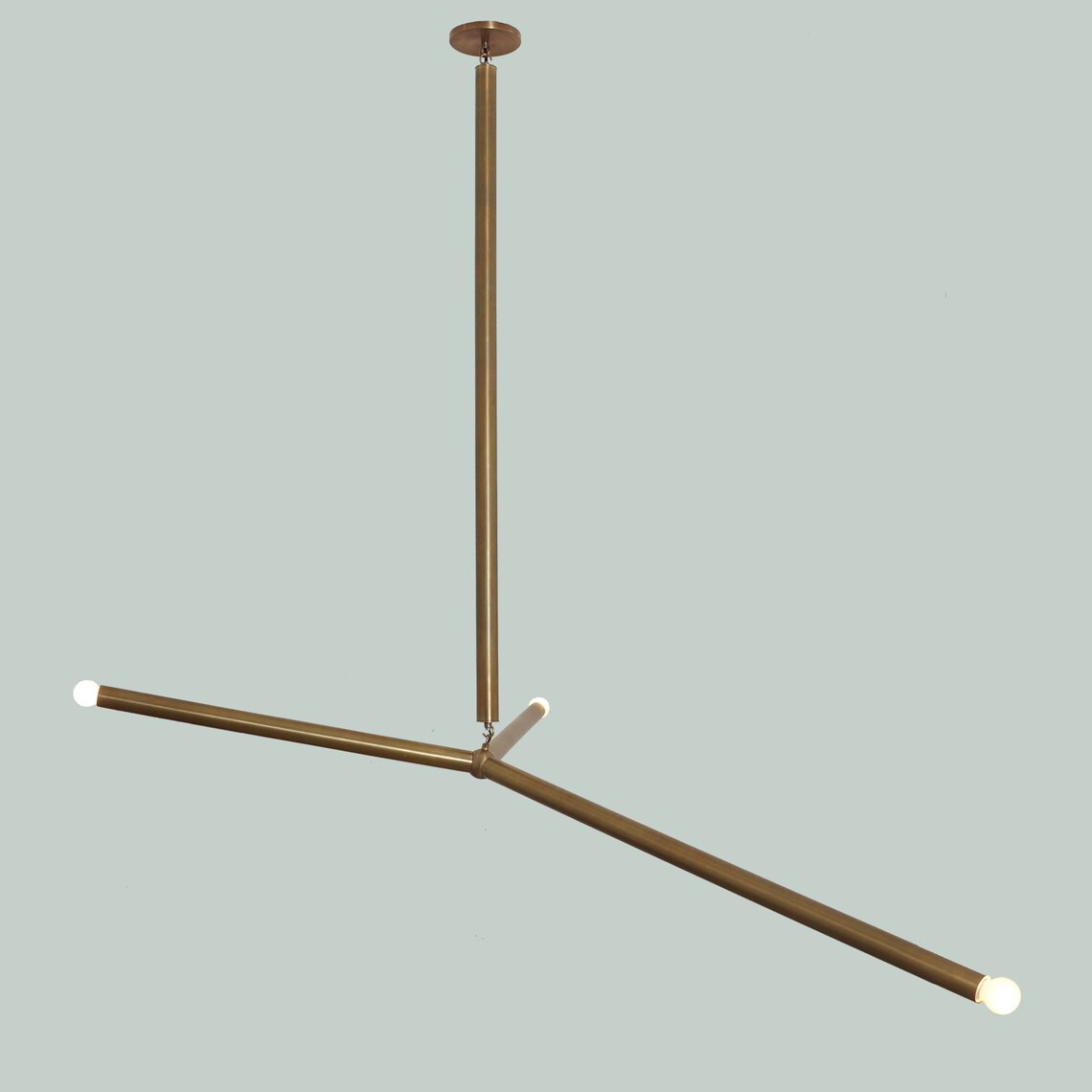 Slingshot Chandelier - Brass Sputnik 3 Arm Modern Light Fixture - Doozie Light Studio
