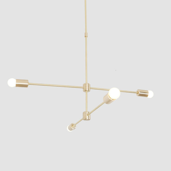 Modern Brass 4 Arm Sputnik Chandelier Light Fixture