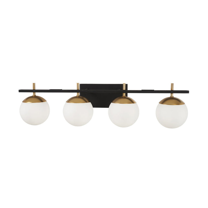 Modern Brass 4 Light Glass Globe Wall Sconce - Doozie Light Studio