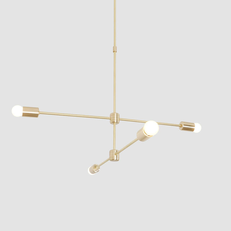 Modern Brass 4 Arm Sputnik Chandelier Light Fixture