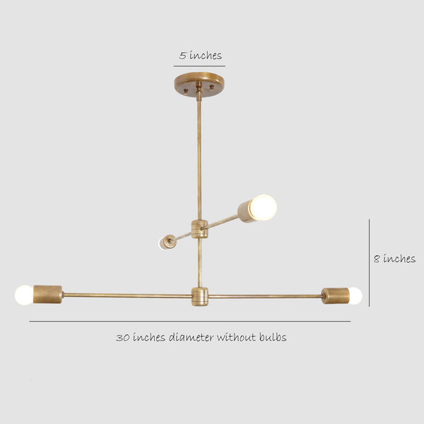 Modern Brass 4 Arm Sputnik Chandelier Light Fixture