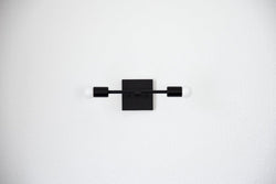 Modern Brass Wall Sconce Vanity Gold Brass 2 Bulb Square Sconce - Doozie Light Studio