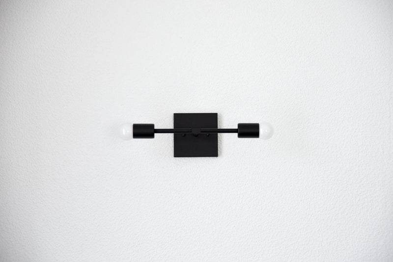 Modern Brass Wall Sconce Vanity Gold Brass 2 Bulb Square Sconce - Doozie Light Studio