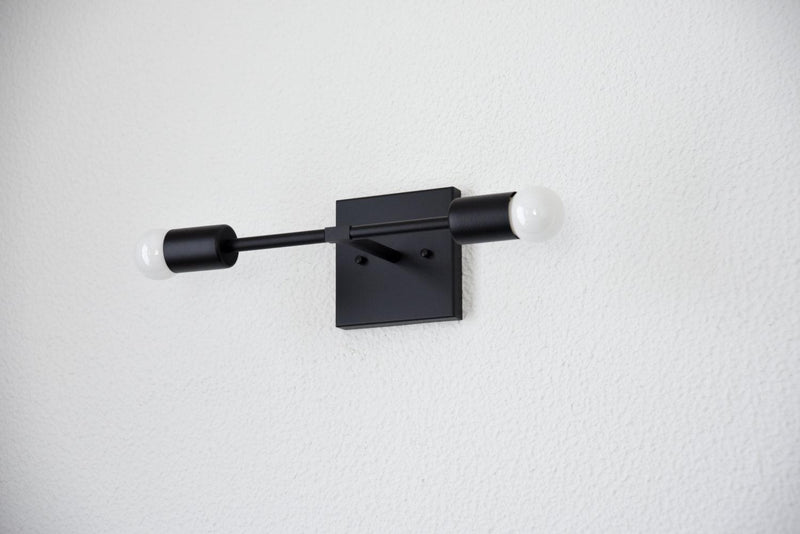 Modern Brass Wall Sconce Vanity Gold Brass 2 Bulb Square Sconce - Doozie Light Studio