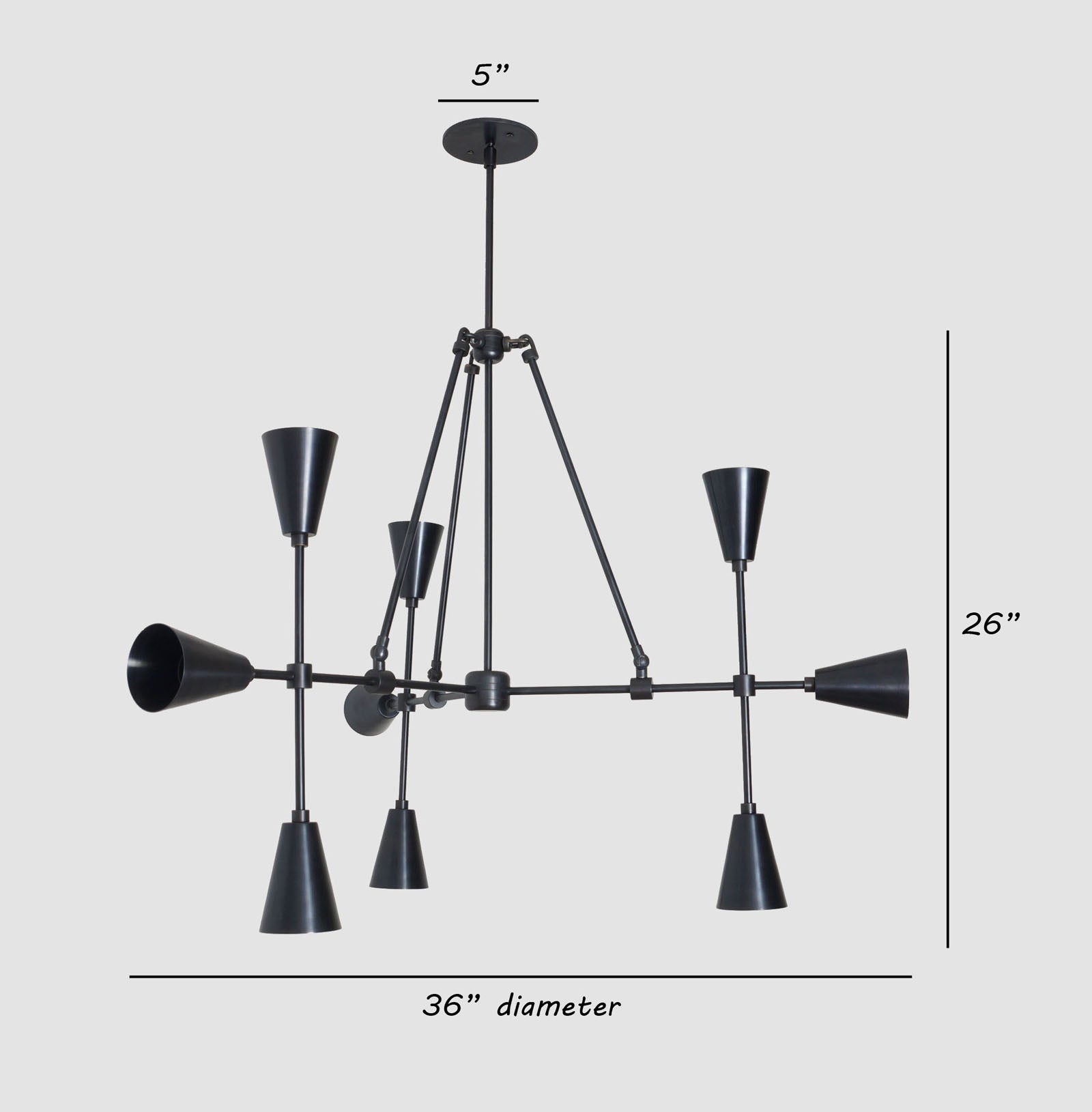 Trigon 9 - Brass Chandelier - Doozie Light Studio