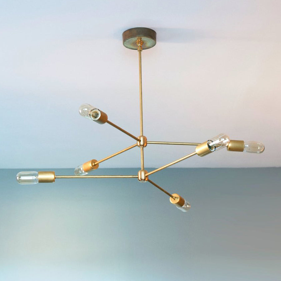 Double Layers 6 Light Modern Brass Sputnik Chandelier - Doozie Light Studio