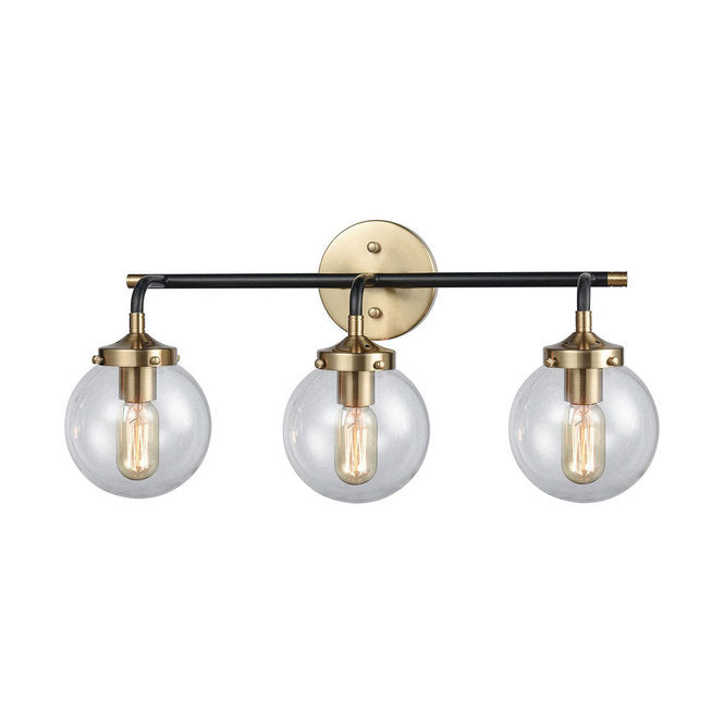 Modern Brass 3 Light Glass Globe Wall Sconce Vanity Light - Doozie Light Studio