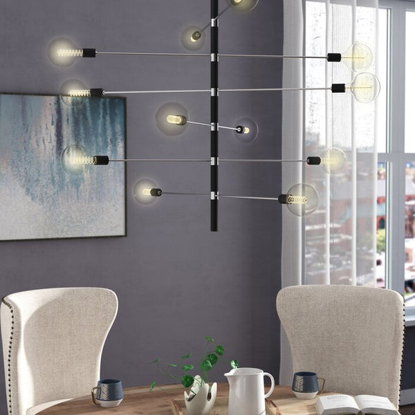 Candice 12-Light Modern Brass Sputnik Linear Chandelier