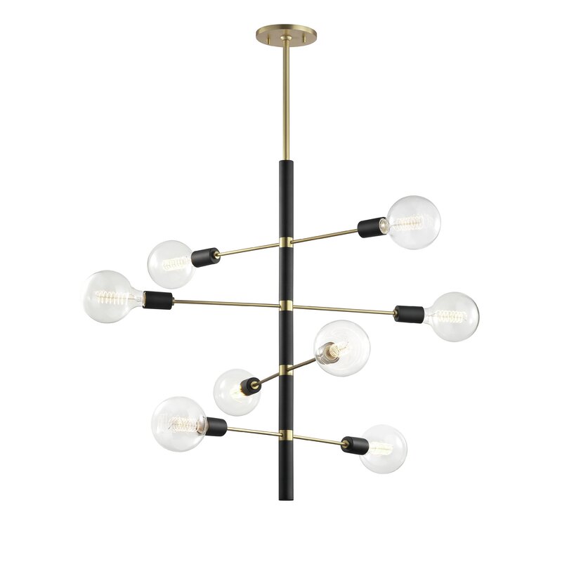 Candice 8-Light Sputnik Modern Linear Chandelier - Doozie Light Studio