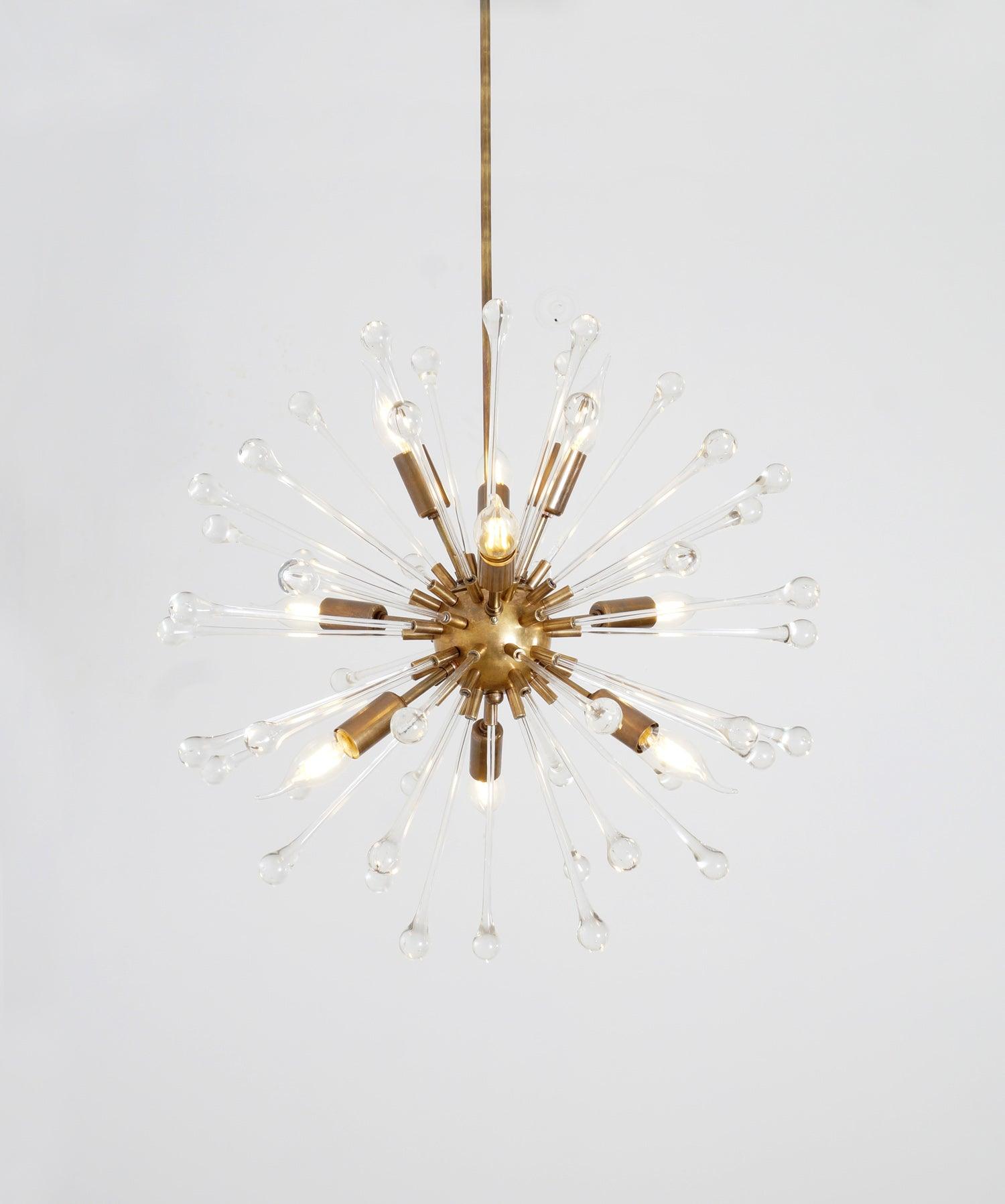 Hand Blown Italian Murano Glass Crystal Dandelion Chandelier - Doozie Light Studio