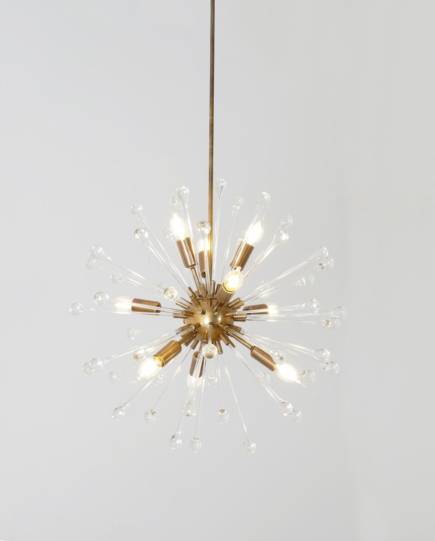 Hand Blown Italian Murano Glass Crystal Dandelion Chandelier - Doozie Light Studio